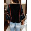 imageDokotoo Womens 2025 Fall Casual Crewneck 34 Sleeve Striped Lightweight Knit Trendy Boho Tops Pullover SweatersB Black