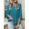 imageDokotoo Womens 2025 Fall Casual Crewneck 34 Sleeve Striped Lightweight Knit Trendy Boho Tops Pullover SweatersB Blue