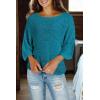 imageDokotoo Womens 2025 Fall Casual Crewneck 34 Sleeve Striped Lightweight Knit Trendy Boho Tops Pullover SweatersB Blue