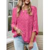 imageDokotoo Womens 2025 Fall Casual Crewneck 34 Sleeve Striped Lightweight Knit Trendy Boho Tops Pullover SweatersB Rose