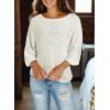 imageDokotoo Womens 2025 Fall Casual Crewneck 34 Sleeve Striped Lightweight Knit Trendy Boho Tops Pullover SweatersB White 2