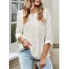 imageDokotoo Womens 2025 Fall Casual Crewneck 34 Sleeve Striped Lightweight Knit Trendy Boho Tops Pullover SweatersB White 2