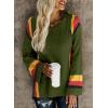 imageDokotoo Womens 2025 Fall Casual Crewneck 34 Sleeve Striped Lightweight Knit Trendy Boho Tops Pullover SweatersC Green