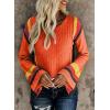 imageDokotoo Womens 2025 Fall Casual Crewneck 34 Sleeve Striped Lightweight Knit Trendy Boho Tops Pullover SweatersC Orange