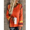 imageDokotoo Womens 2025 Fall Casual Crewneck 34 Sleeve Striped Lightweight Knit Trendy Boho Tops Pullover SweatersC Orange