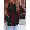imageDokotoo Womens 2025 Fall Casual Crewneck 34 Sleeve Striped Lightweight Knit Trendy Boho Tops Pullover SweatersH Black