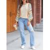 imageDokotoo Womens 2025 Fall Casual Crewneck 34 Sleeve Striped Lightweight Knit Trendy Boho Tops Pullover SweatersH White