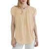 imageDokotoo Womens Casual Round Neck Basic Pleated Tops Short Sleeve Loose Fit Curved Back Chiffon Blouses TshirtsApricot