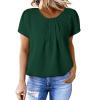 imageDokotoo Womens Casual Round Neck Basic Pleated Tops Short Sleeve Loose Fit Curved Back Chiffon Blouses TshirtsBlackish Green