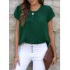 imageDokotoo Womens Casual Round Neck Basic Pleated Tops Short Sleeve Loose Fit Curved Back Chiffon Blouses TshirtsBlackish Green