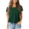 imageDokotoo Womens Casual Round Neck Basic Pleated Tops Short Sleeve Loose Fit Curved Back Chiffon Blouses TshirtsBlackish Green