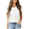 imageDokotoo Womens Casual Round Neck Basic Pleated Tops Short Sleeve Loose Fit Curved Back Chiffon Blouses TshirtsBright White