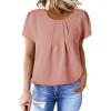 imageDokotoo Womens Casual Round Neck Basic Pleated Tops Short Sleeve Loose Fit Curved Back Chiffon Blouses TshirtsDusty Pink