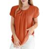 imageDokotoo Womens Casual Round Neck Basic Pleated Tops Short Sleeve Loose Fit Curved Back Chiffon Blouses TshirtsGold Flame