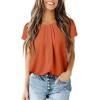 imageDokotoo Womens Casual Round Neck Basic Pleated Tops Short Sleeve Loose Fit Curved Back Chiffon Blouses TshirtsGold Flame