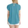 imageDokotoo Womens Casual Round Neck Basic Pleated Tops Short Sleeve Loose Fit Curved Back Chiffon Blouses TshirtsLight Blue