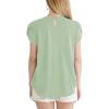 imageDokotoo Womens Casual Round Neck Basic Pleated Tops Short Sleeve Loose Fit Curved Back Chiffon Blouses TshirtsMeadow Mist Green