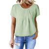imageDokotoo Womens Casual Round Neck Basic Pleated Tops Short Sleeve Loose Fit Curved Back Chiffon Blouses TshirtsMeadow Mist Green