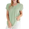 imageDokotoo Womens Casual Round Neck Basic Pleated Tops Short Sleeve Loose Fit Curved Back Chiffon Blouses TshirtsMeadow Mist Green
