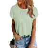 imageDokotoo Womens Casual Round Neck Basic Pleated Tops Short Sleeve Loose Fit Curved Back Chiffon Blouses TshirtsMeadow Mist Green