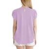 imageDokotoo Womens Casual Round Neck Basic Pleated Tops Short Sleeve Loose Fit Curved Back Chiffon Blouses TshirtsPurple