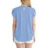 imageDokotoo Womens Casual Round Neck Basic Pleated Tops Short Sleeve Loose Fit Curved Back Chiffon Blouses TshirtsSky Blue