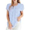 imageDokotoo Womens Casual Round Neck Basic Pleated Tops Short Sleeve Loose Fit Curved Back Chiffon Blouses TshirtsSky Blue Print