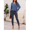 imageDokotoo Womens Soft Long Sleeve V Neck Shirts Solid Casual Decorative Buttons Knitted Pullover Tunic TopsAshleigh Blue