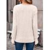 imageDokotoo Womens Soft Long Sleeve V Neck Shirts Solid Casual Decorative Buttons Knitted Pullover Tunic TopsBeige