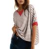 imageDokotoo Summer Shirts 2025 Womens Solid T Shirts for Women Loose Oversized Tops Basic TeeBrown Stripe