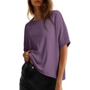 imageDokotoo Summer Shirts 2025 Womens Solid T Shirts for Women Loose Oversized Tops Basic TeeOrchid Mist