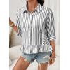 imageDokotoo 34 Length Sleeve Womens Tops Dressy Casual Blouses Babydoll Tops Button Down Striped ShirtA Black Stripe