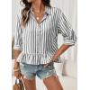 imageDokotoo 34 Length Sleeve Womens Tops Dressy Casual Blouses Babydoll Tops Button Down Striped ShirtA Black Stripe