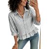 imageDokotoo 34 Length Sleeve Womens Tops Dressy Casual Blouses Babydoll Tops Button Down Striped ShirtA Black Stripe