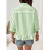 imageDokotoo 34 Length Sleeve Womens Tops Dressy Casual Blouses Babydoll Tops Button Down Striped ShirtA Green Stripe