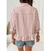 imageDokotoo 34 Length Sleeve Womens Tops Dressy Casual Blouses Babydoll Tops Button Down Striped ShirtA Pink Stripe