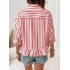 imageDokotoo 34 Length Sleeve Womens Tops Dressy Casual Blouses Babydoll Tops Button Down Striped ShirtA Red Stripe