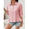 imageDokotoo 34 Length Sleeve Womens Tops Dressy Casual Blouses Babydoll Tops Button Down Striped ShirtA Red Stripe