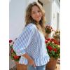 imageDokotoo 34 Length Sleeve Womens Tops Dressy Casual Blouses Babydoll Tops Button Down Striped ShirtA Sky Blue Stripe