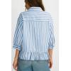 imageDokotoo 34 Length Sleeve Womens Tops Dressy Casual Blouses Babydoll Tops Button Down Striped ShirtA Sky Blue Stripe