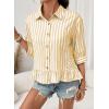 imageDokotoo 34 Length Sleeve Womens Tops Dressy Casual Blouses Babydoll Tops Button Down Striped ShirtA Yellow Stripe