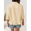 imageDokotoo 34 Length Sleeve Womens Tops Dressy Casual Blouses Babydoll Tops Button Down Striped ShirtA Yellow Stripe