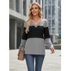 imageDokotoo Long Sleeve Shirts for Women Fall Outfits V Neck Shirts Button Tunic Tops Fashion Winter ClothingBlack Grey