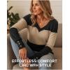 imageDokotoo Long Sleeve Shirts for Women Fall Outfits V Neck Shirts Button Tunic Tops Fashion Winter ClothingParchment