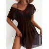 imageDokotoo Women Swimsuit Swim Cover Up 2025 Summer Bathing Suit Swimwear Mesh Beach Dress Vacation OutfitsA Dark Brown