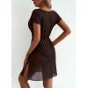imageDokotoo Women Swimsuit Swim Cover Up 2025 Summer Bathing Suit Swimwear Mesh Beach Dress Vacation OutfitsA Dark Brown