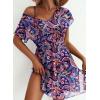 imageDokotoo Women Swimsuit Swim Cover Up 2025 Summer Bathing Suit Swimwear Mesh Beach Dress Vacation OutfitsA Floralpurple