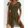 imageDokotoo Women Swimsuit Swim Cover Up 2025 Summer Bathing Suit Swimwear Mesh Beach Dress Vacation OutfitsA Green