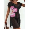 imageDokotoo Women Swimsuit Swim Cover Up 2025 Summer Bathing Suit Swimwear Mesh Beach Dress Vacation OutfitsAfloral Black