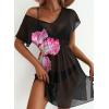 imageDokotoo Women Swimsuit Swim Cover Up 2025 Summer Bathing Suit Swimwear Mesh Beach Dress Vacation OutfitsAfloral Black